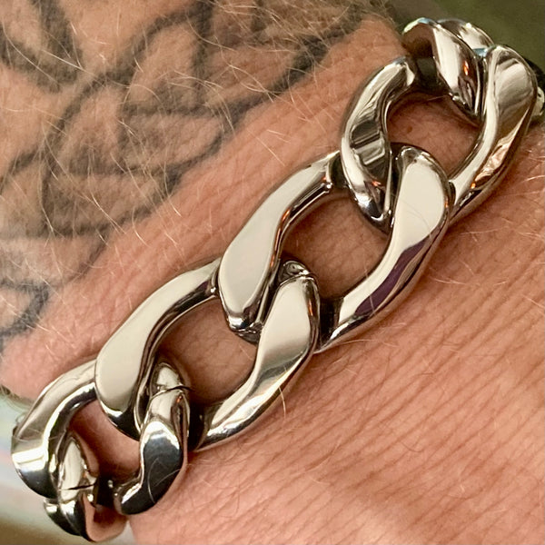SANITY JEWELRY® Bracelet Bracelet Cuban - 3/4" Easy Biker - Polished Silver Key West - CBK15