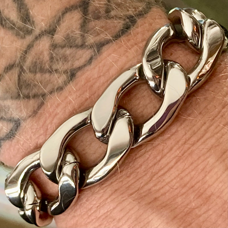 SANITY JEWELRY® Bracelet Bracelet Cuban - 3/4" Easy Biker - Polished Silver Key West - CBK15