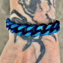 SANITY JEWELRY® Bracelet Bracelet - Diamond Cut Cuban Link - Blue - 3/8" wide - CB11