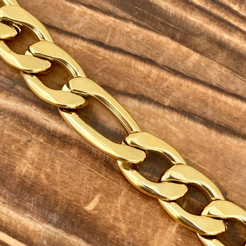 SANITY JEWELRY® Bracelet Bracelet Figaro - 1/2” Classic - Gold Sicilian - FB203