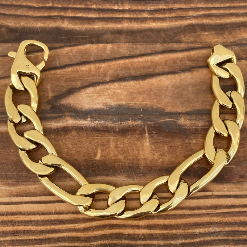SANITY JEWELRY® Bracelet Bracelet Figaro - 1/2” Classic - Gold Sicilian - FB203