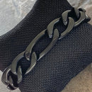 SANITY JEWELRY® Bracelet Bracelet Figaro - 1/2” Classic - Polished Black Sicilian - FB201