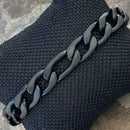 SANITY JEWELRY® Bracelet Bracelet Figaro - 1/4" Custom - Matte Black Sicilian - FB403