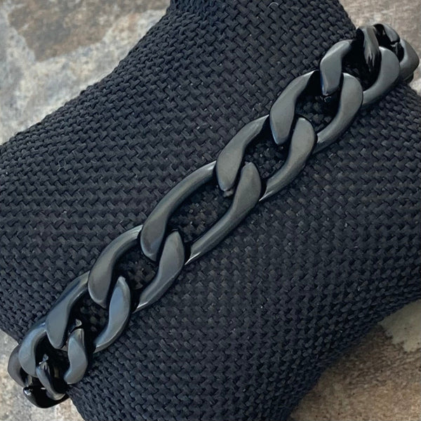 SANITY JEWELRY® Bracelet Bracelet Figaro - 1/4" Custom - Matte Black Sicilian - FB403