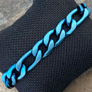 SANITY JEWELRY® Bracelet Bracelet Figaro - 1/4" Custom - Matte Blue Sicilian - FB406