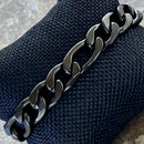 SANITY JEWELRY® Bracelet Bracelet Figaro - 1/4" Custom - Polished Black Sicilian - FB404