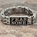 Sanity Jewelry Bracelet "Chain Mail" Bracelet - Custom - Fear None Silver - 1/2 inch wide - B84