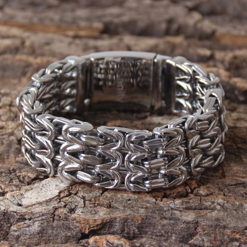 Sanity Jewelry Bracelet Chain Mail - Classic- Silver - 1  inch wide - B104
