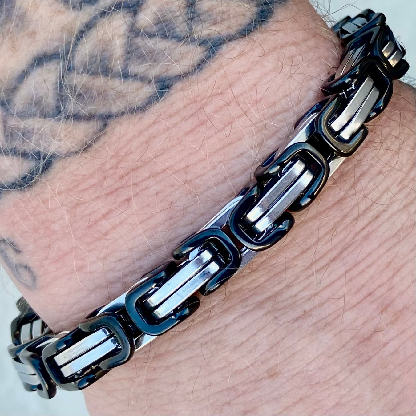 Daytona Bracelet - Silver & Black - Deluxe - 1/4 inch wide - B40