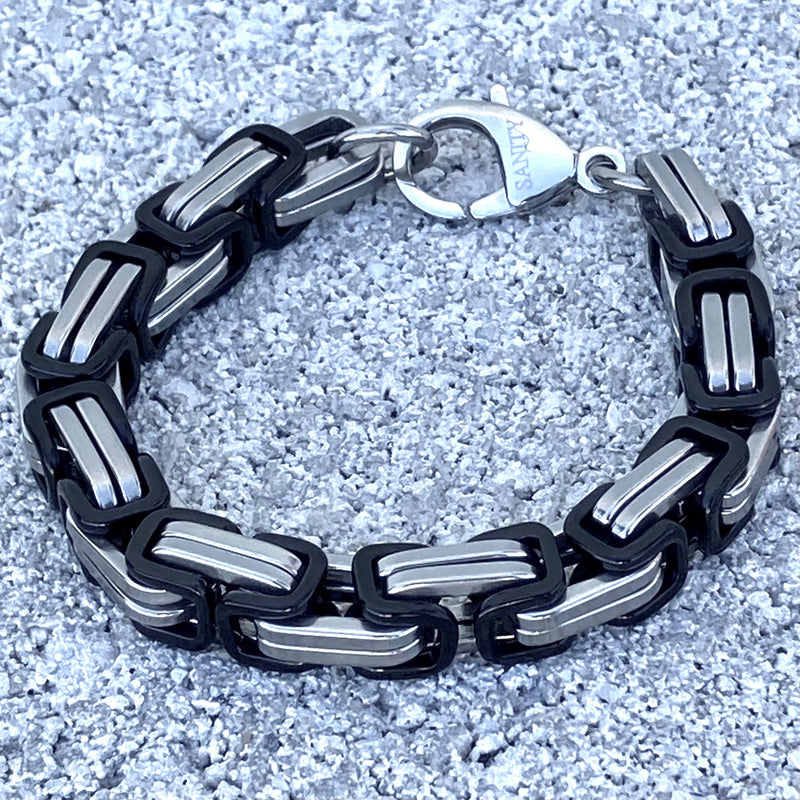 SANITY JEWELRY® Bracelet Daytona Bracelet- Silver & Black - Heritage - 1/2 inch wide - B11