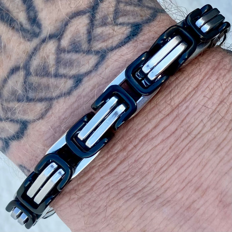 SANITY JEWELRY® Bracelet Daytona Bracelet- Silver & Black - Heritage - 1/2 inch wide - B11