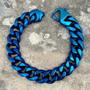 SANITY JEWELRY® Bracelet - Diamond Cut Cuban Link - Classic - Blue - 1/2" wide - CB14