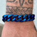 SANITY JEWELRY® Bracelet - Diamond Cut Cuban Link - Classic - Blue - 1/2" wide - CB14