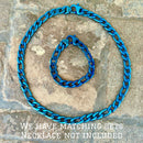 SANITY JEWELRY® Bracelet - Figaro - Custom - Blue - 1/4" Wide - FB12