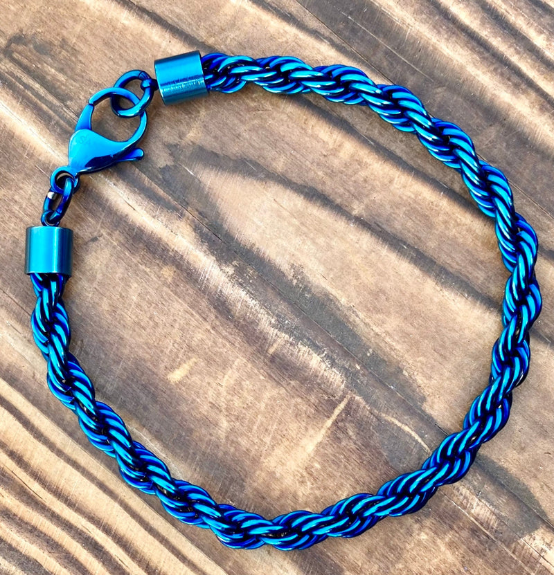 SANITY JEWELRY® Bracelet - Men & Women's 6MM Rope Chain Bracelet- Blue - B165