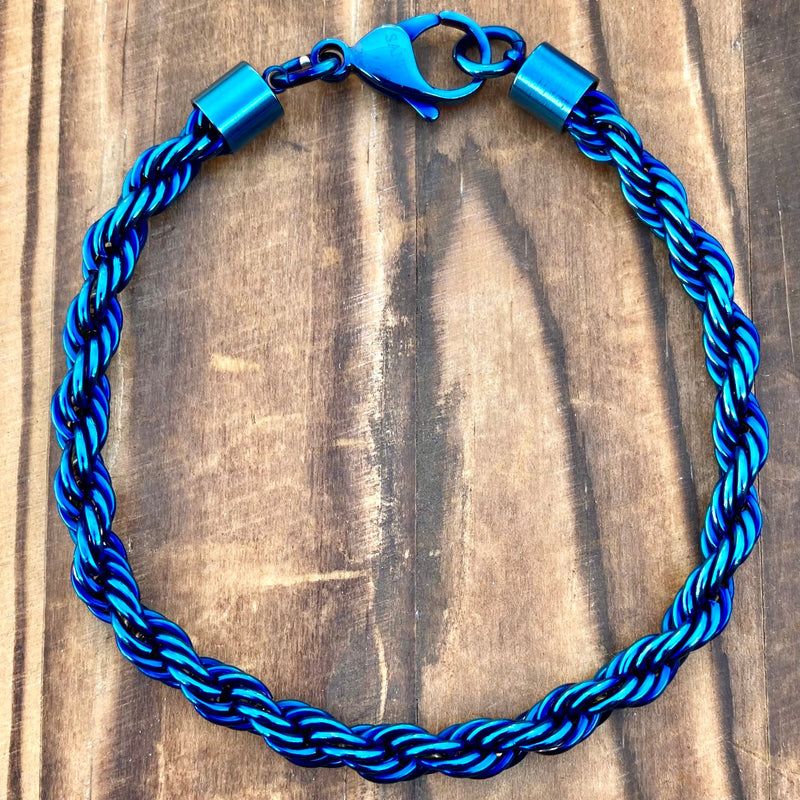 SANITY JEWELRY® Bracelet - Men & Women's 6MM Rope Chain Bracelet- Blue - B165