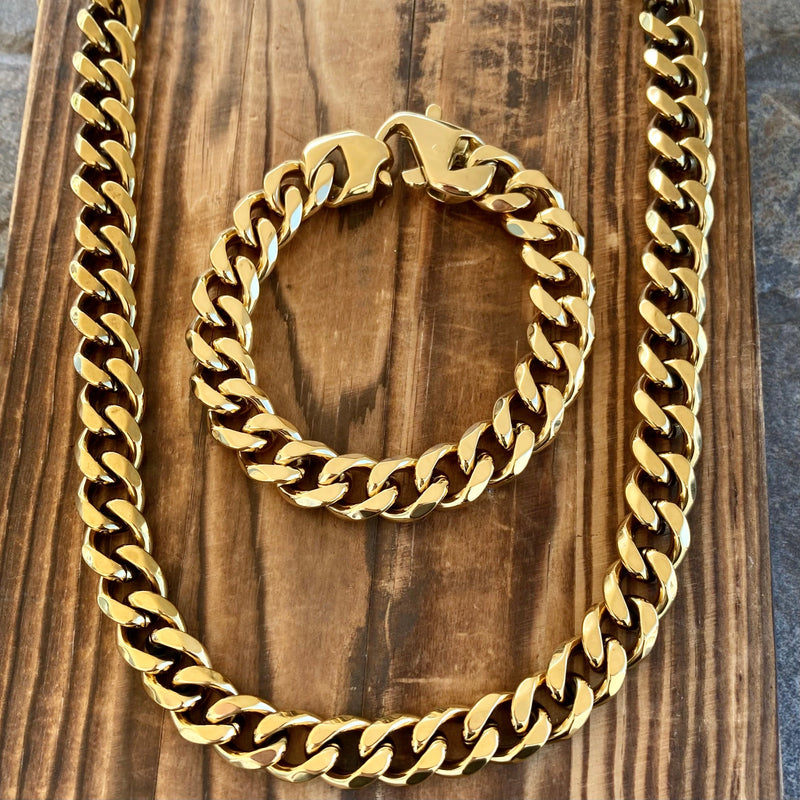 SANITY JEWELRY® Bracelet, necklace 22 inches / 8.5 inches Bundle Necklace & Bracelet Combo - Gold Havana 3/8"