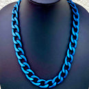 SANITY JEWELRY® Bracelet, necklace 22 inches Necklace Cuban -3/4" Easy Biker - Matte Blue Key West - CNK17