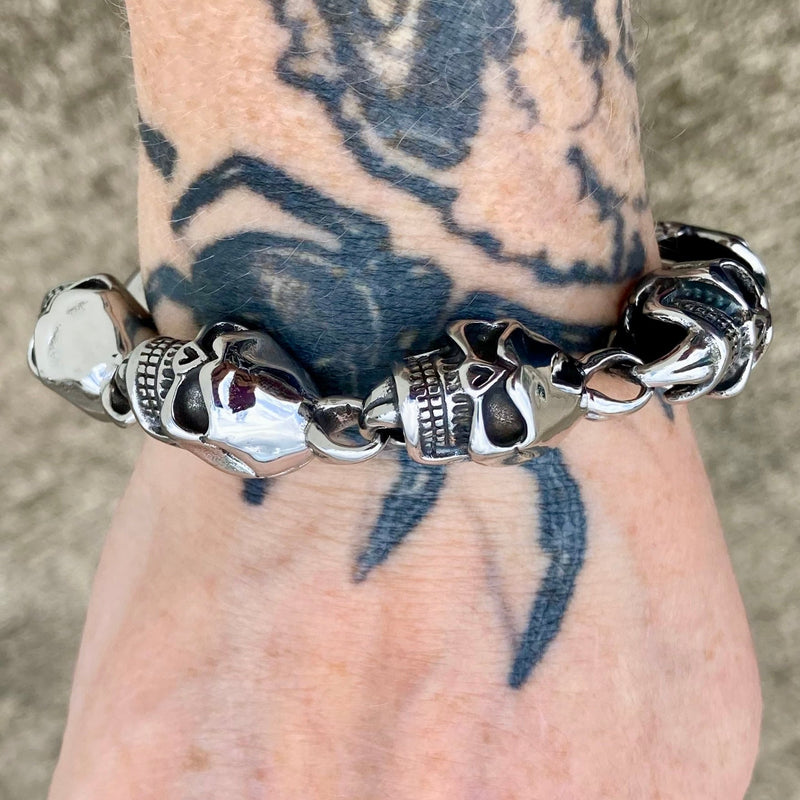 SANITY JEWELRY® Bracelet, necklace Bundle Necklace & Bracelet Combo - Silver Hell Ride Custom 1"