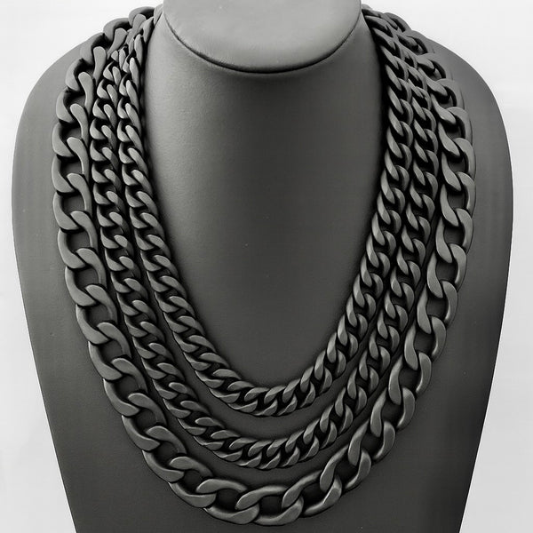 SANITY JEWELRY® Bracelet, necklace Necklace Cuban -3/4" Easy Biker - Matte Black Key West - CNK16