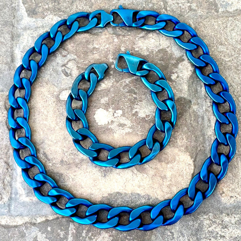 SANITY JEWELRY® Bracelet, necklace Necklace Cuban -3/4" Key West - Blue CN17