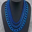 SANITY JEWELRY® Bracelet, necklace Save 50% - Necklace Cuban -3/4" Easy Biker - Matte Blue Key West - CNK17