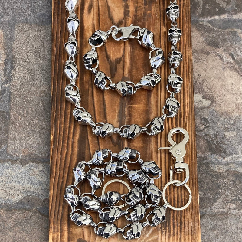 SANITY JEWELRY® Bracelet, necklace, wallet chain 24 inches / 8 inches / 20 inches Bundle Necklace, Bracelet & Wallet Chain Combo - Silver Hell Ride Custom 1"