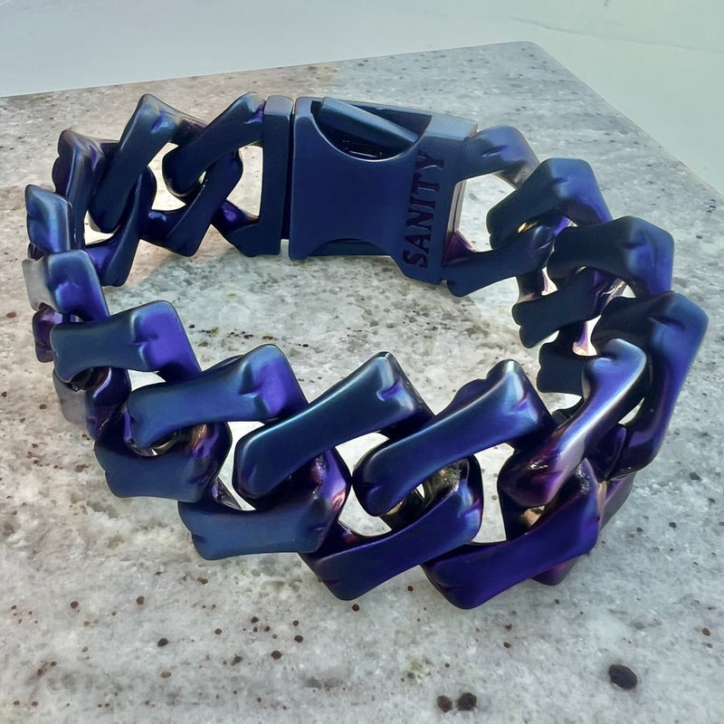 Sanity Jewelry Bracelet NEW - Bagger Bracelet - Bonez - Blue/Purple - 1.25" Wide - The Classic - B57