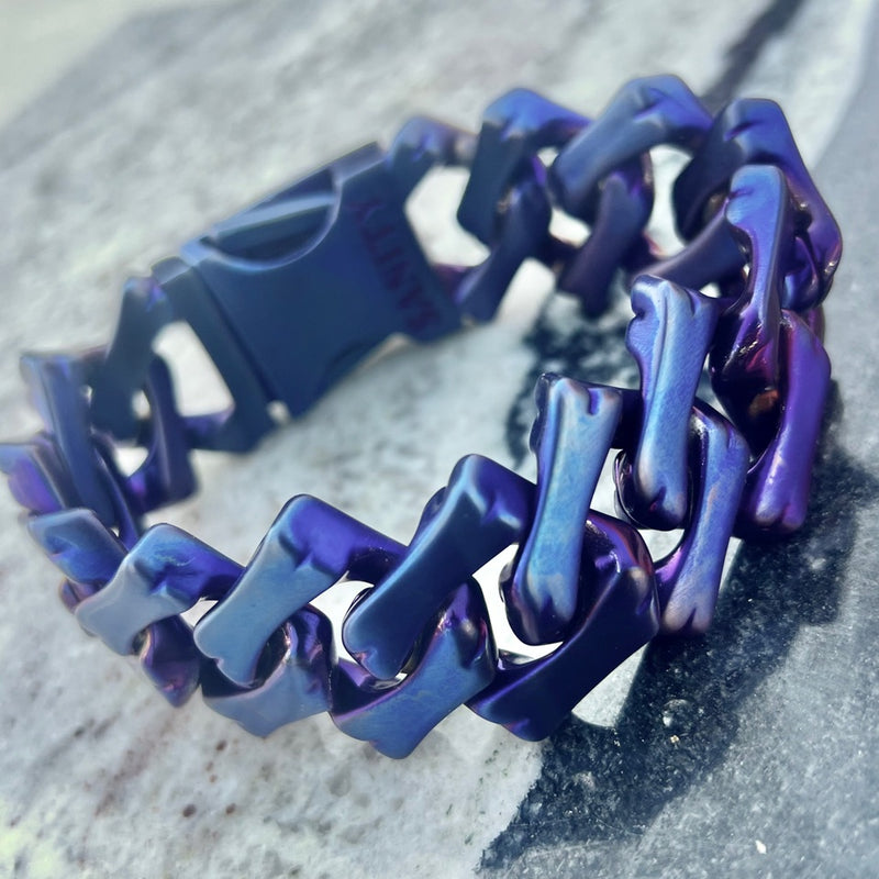 Sanity Jewelry Bracelet NEW - Bagger Bracelet - Bonez - Blue/Purple - 1.25" Wide - The Classic - B57