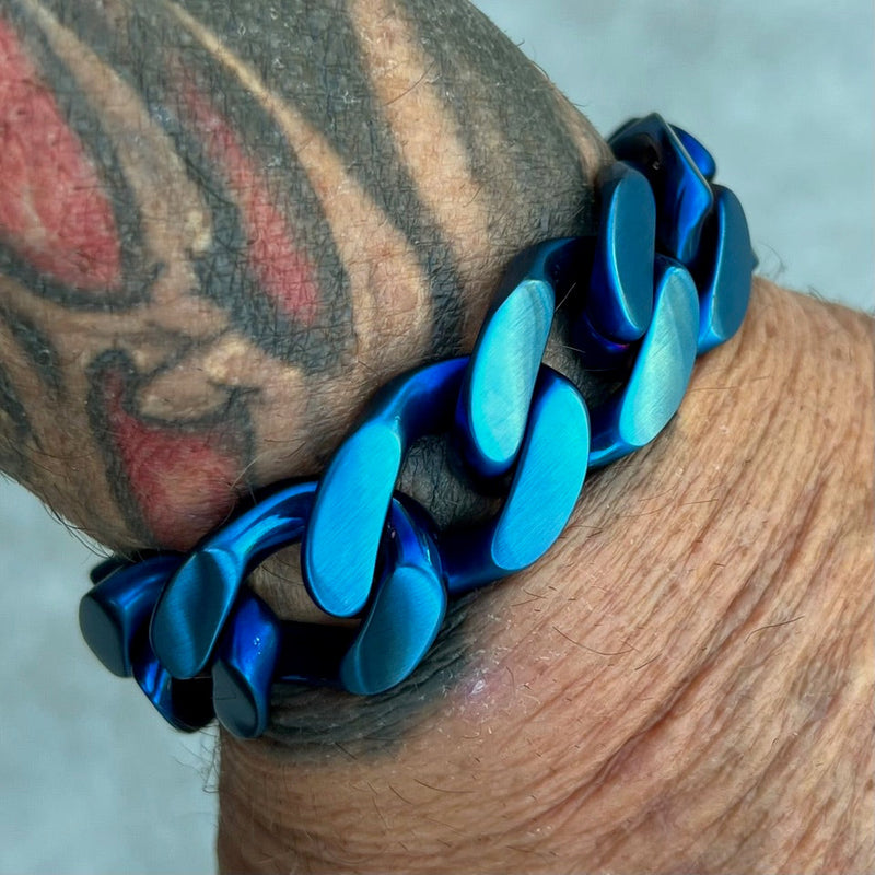 Sanity Jewelry Bracelet NEW - Bagger Bracelet - "EASY BIKER" - Blue - 3/4 Inch wide - B160