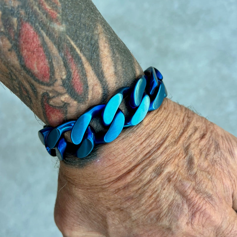 Sanity Jewelry Bracelet NEW - Bagger Bracelet - "EASY BIKER" - Blue - 3/4 Inch wide - B160