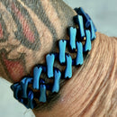Sanity Jewelry Bracelet NEW - Bagger Bracelet - "EASY BIKER" - Bonez - Blue - 3/4” wide - B52