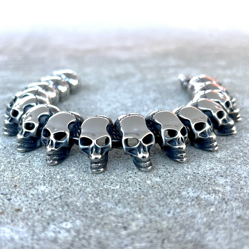 Sanity Jewelry Bracelet NEW - Black Hills - Skull Bracelet - Silver Skulls - B37