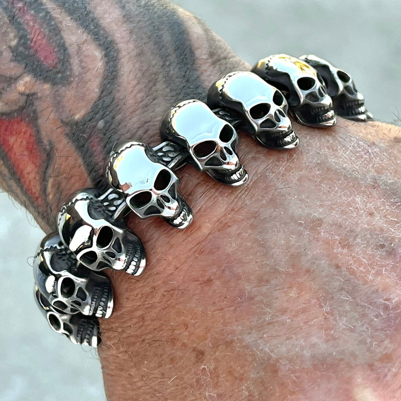 Sanity Jewelry Bracelet NEW - Black Hills - Skull Bracelet - Silver Skulls - B37