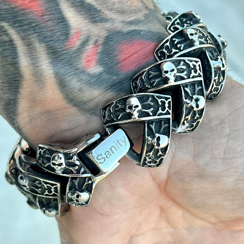 Sanity Jewelry Bracelet NEW - Viking Skull Bracelet - Skull & Crossbones - B67