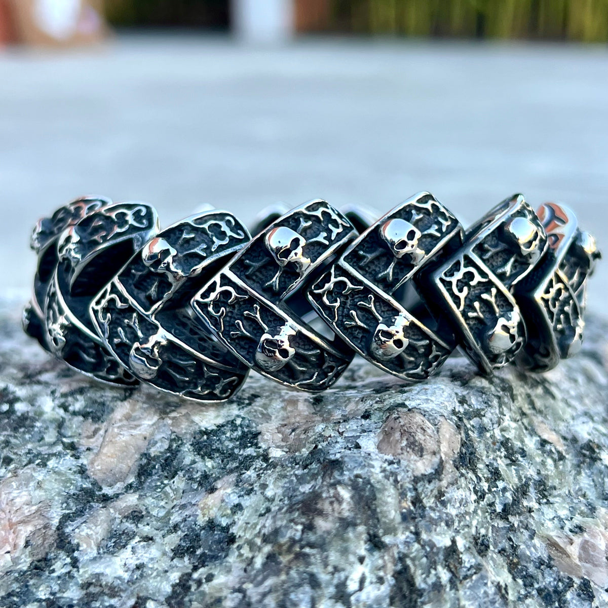 Skull Bracelet | Hell's Canyon | Sturdy Biker Jewelry | Sanity Jewelry