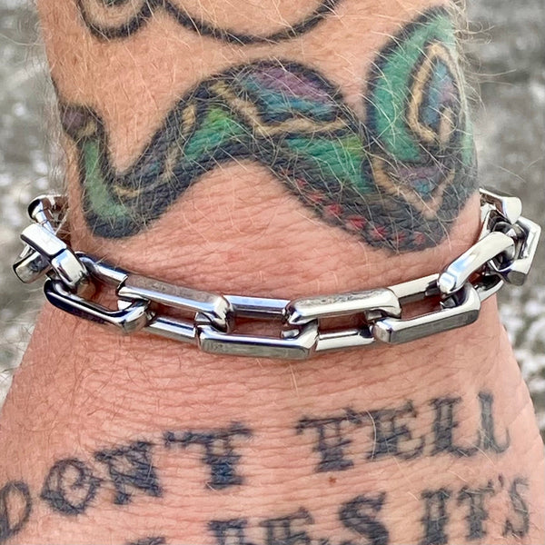 SANITY JEWELRY® Bracelet The Godfather Bracelet - 3/8" Box Link - Silver - B09