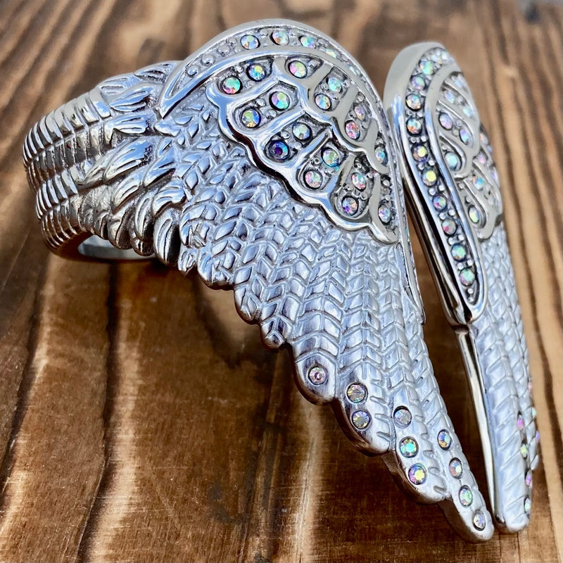 SANITY JEWELRY® Bracelets Angel Heart Wing Bracelet - Double Wing Cuff - White - AW05