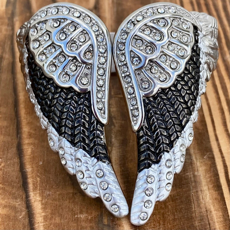 SANITY JEWELRY® Bracelets Angel Heart Wing Bracelets - Double Wing Cuff - Black & White - AW04