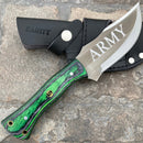 SANITY JEWELRY® D2 Steel 10” Rough Rider Series - Army - Green & Black Wood - D2 Steel - Horizontal & Vertical Carry - CUS68