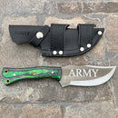 SANITY JEWELRY® D2 Steel 10” Rough Rider Series - Army - Green & Black Wood - D2 Steel - Horizontal & Vertical Carry - CUS68