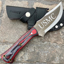 SANITY JEWELRY® D2 Steel 10” Rough Rider Series - USMC - Red & Black Wood - D2 Steel - Horizontal & Vertical Carry - CUS67