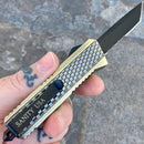 SANITY JEWELRY® D2 Steel 5.5" Frank Nitti - "Prohibition Series" - Tanto Serrated Brass - SBRTR