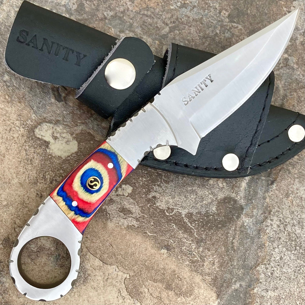 Red Capone 7.5” Al Capone - Red/White/Blue Wood - D2 Steel - Horizontal & Vertica