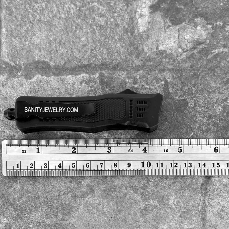 SANITY JEWELRY® D2 Steel 7” Frank Nitti Small - "Prohibition Series" - Double Sided Serrated Black - SMDBLSR
