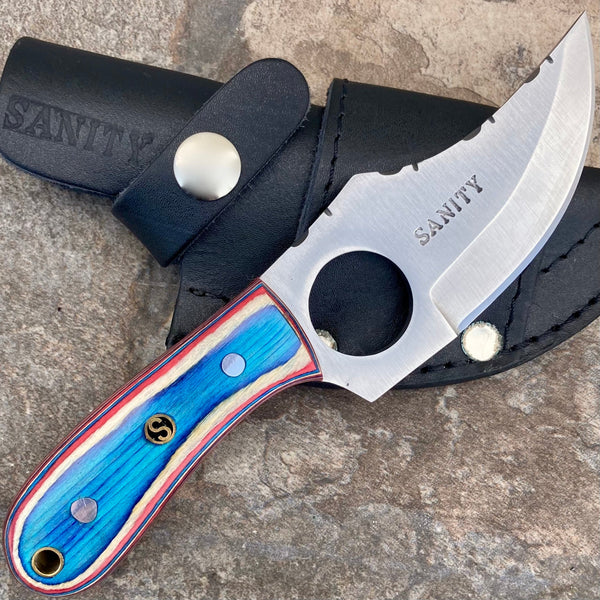 Sanity Jewelry D2 Steel 7” Jesse James -  Red/White/Blue Wood - D2 Steel - Horizontal & Vertical Carry - JJ016