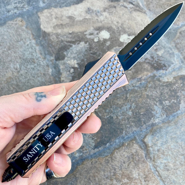 SANITY JEWELRY® D2 Steel 8" Frank Nitti Medium -"Prohibition Series" - Double Sided Serrated Cooper - MCODR