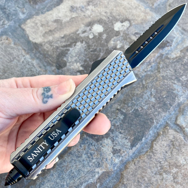 SANITY JEWELRY® D2 Steel 8" Frank Nitti Medium - "Prohibition Series" - Double Sided Serrated Galvanized - MGDR