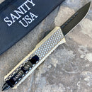 SANITY JEWELRY® D2 Steel 8" Frank Nitti Medium - "Prohibition Series" - Drop Point Brass - MBRDP