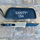 SANITY JEWELRY® D2 Steel 8" Frank Nitti Medium - "Prohibition Series" - Tanto Serrated Brass - MBRTR